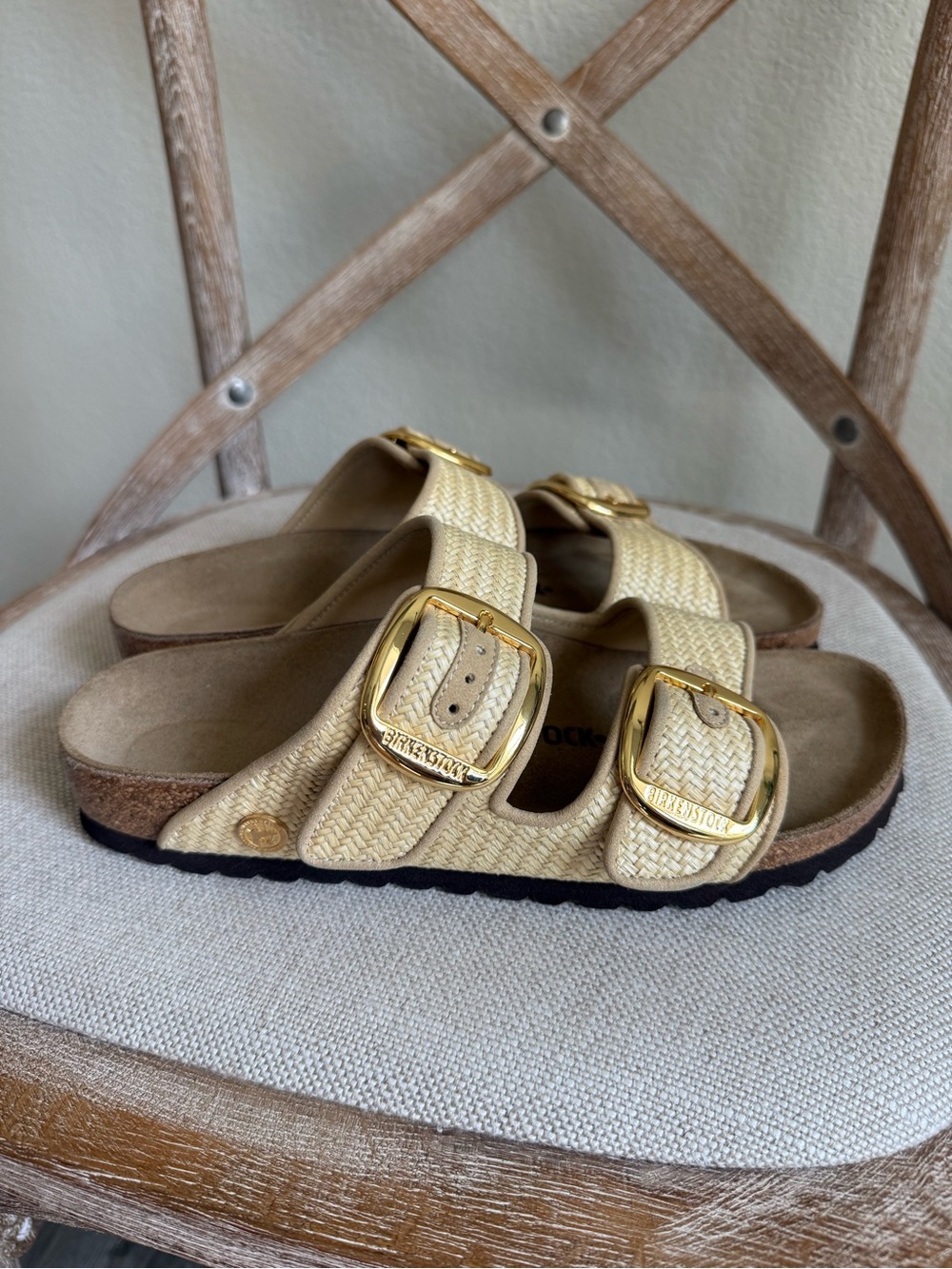 Birkenstock Arizona Raffia Big Buckle Sandals - Picture 5 of 7